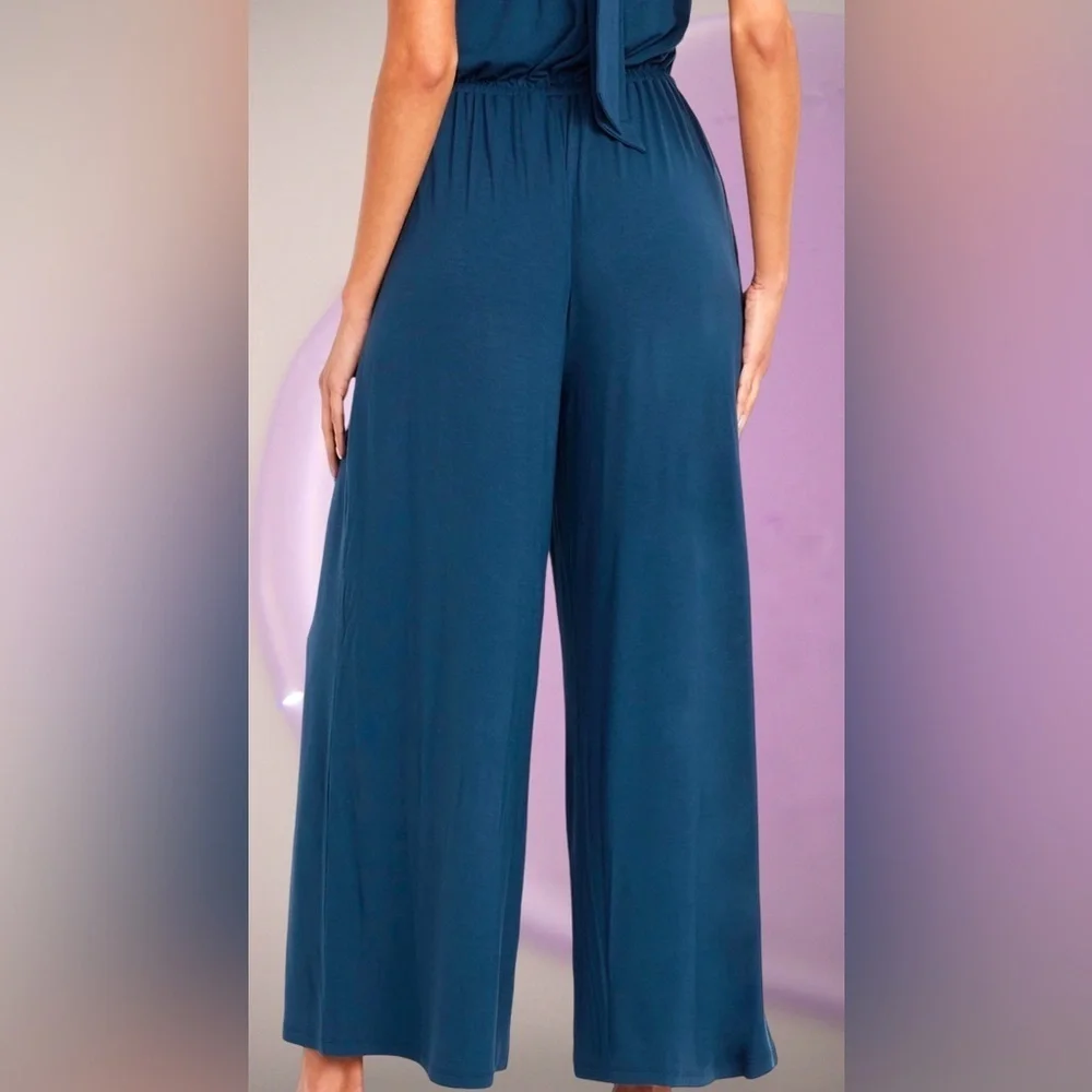 NWTS🦋GAP OLD NAVY LG🦋WAIST DEFINED HALTER STYLE JUMPSUIT FITTED BODICE WIDE LEG - Picture 13 of 15